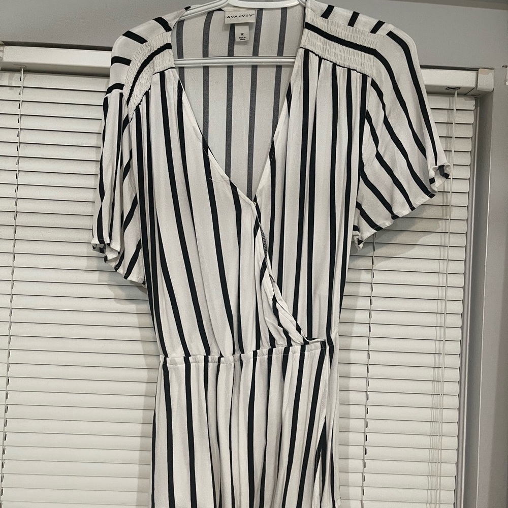 Black and white striped shirt.